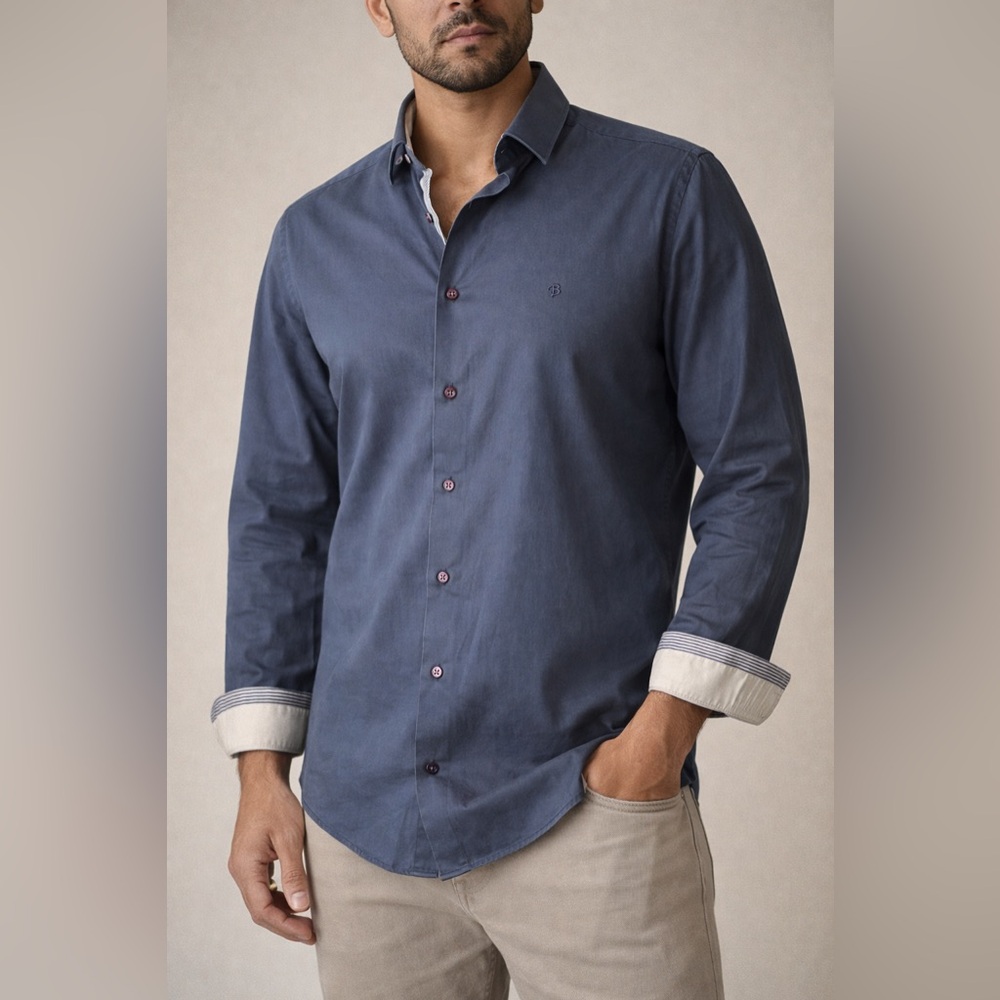 Elegant Dark Blue Dress Shirt for Men by Bogart